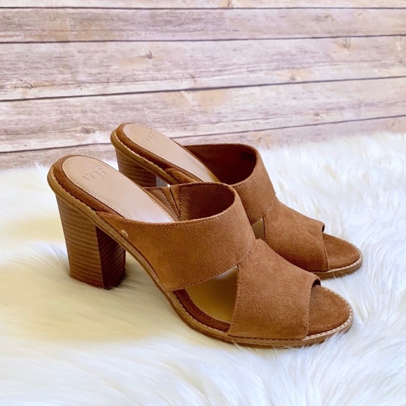 UGG Shoes - UGG Celia Chestnut Suede Heeled Sandals